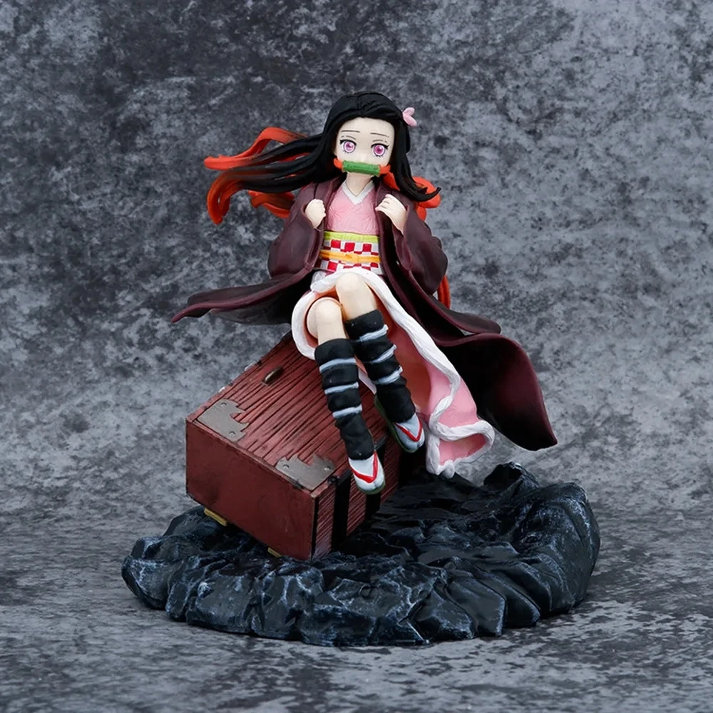 17cm Anime Demon Slayer Figure GK Sitting Posture Kamado Nezuko PVC Action Figure Collectible Model Toys Kid Gift