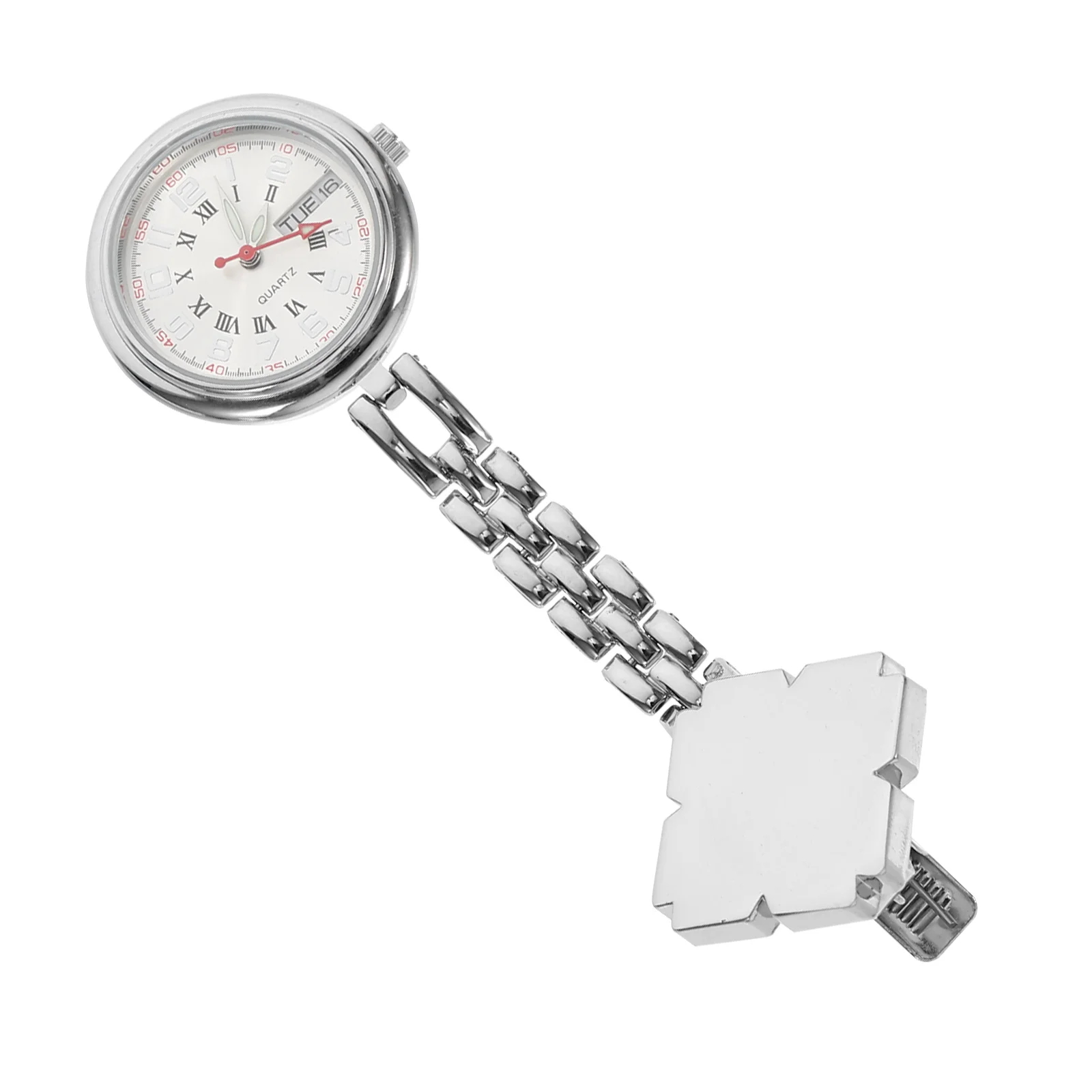 

1 pc Pocket Alloy Watch For Elderly Dual Calendar Medical Chest Watch Portable Clip Alloy Timepiece For Elderly Kids