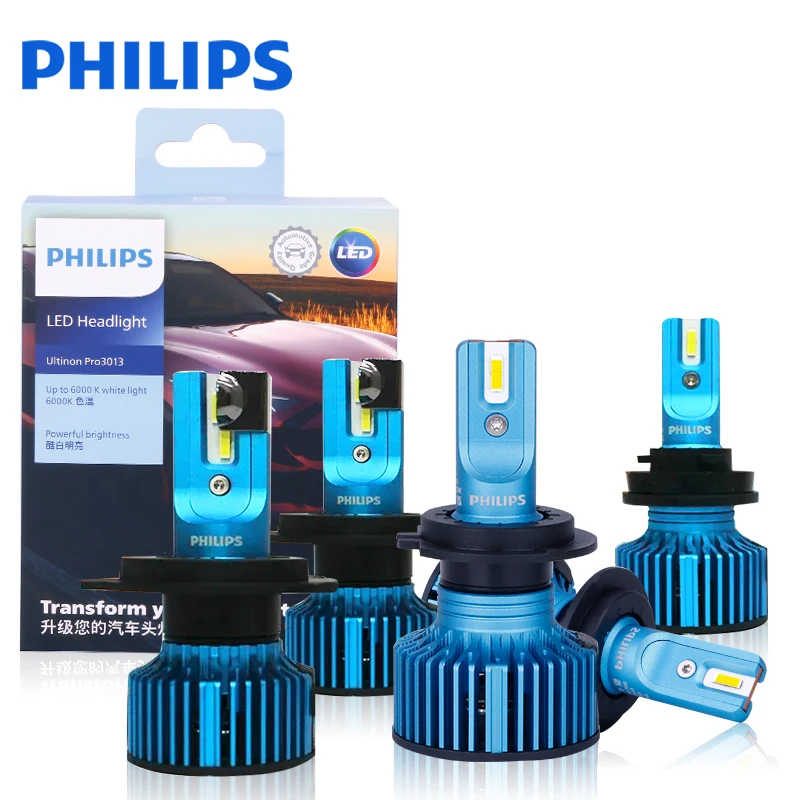 مصابيح أمامية ليد من Philips-Ultinon Pro3013 H7 ، H1 ، H4 ، شعاع مرتفع ومنخفض ، H11 ، H8 ، H9 ، um ، HB3 ، 50 ، 50 ، 12 ، HIR2 ، مصابيح ضباب ضوء السيارة