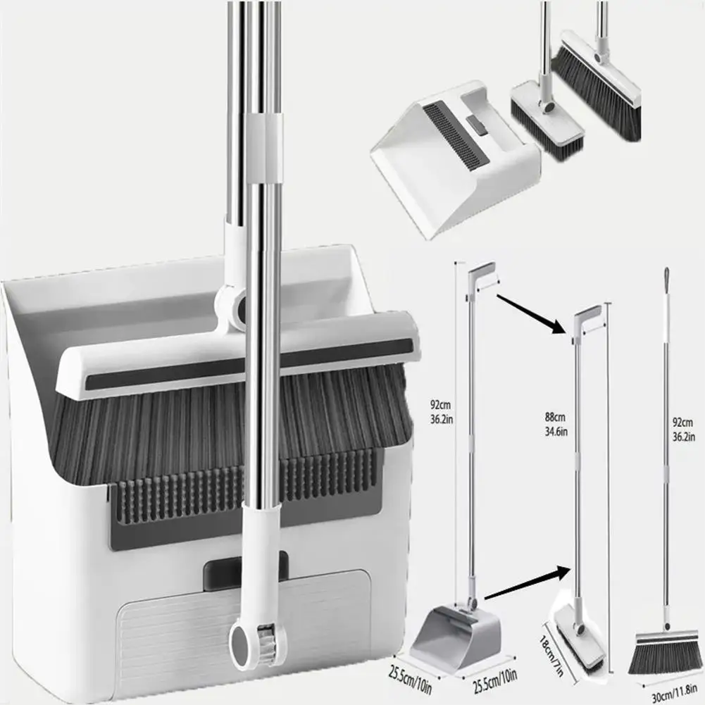 Thickened Broom Dustpan Floor Brush Set Indoor Non-stick Hair Broom Long Handle Floor Brush With Stand Up Dustpan Combo Set