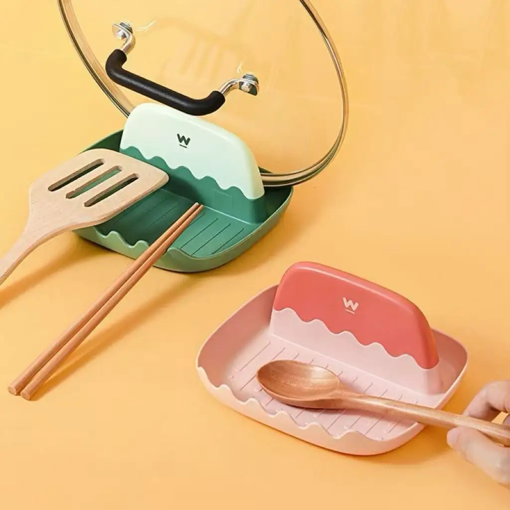 Creative Heat Resistant Pot Lid Holder, Multifunctional Kitchen Spoon Rest & Utensil Organizer, Space Saving Countertop Tray