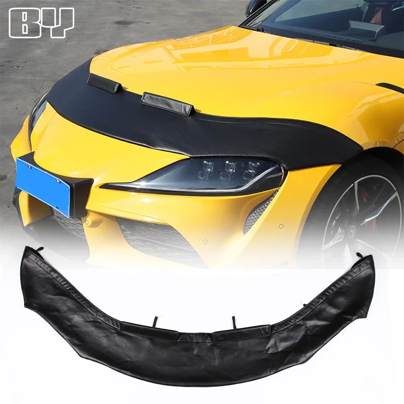 

Кожаный черный для Toyota GR Supra A90 2019-24, чехол на капот автомобиля, песочный блок, каменный дефлектор, защитный комплект капота, автомобильные аксессуары