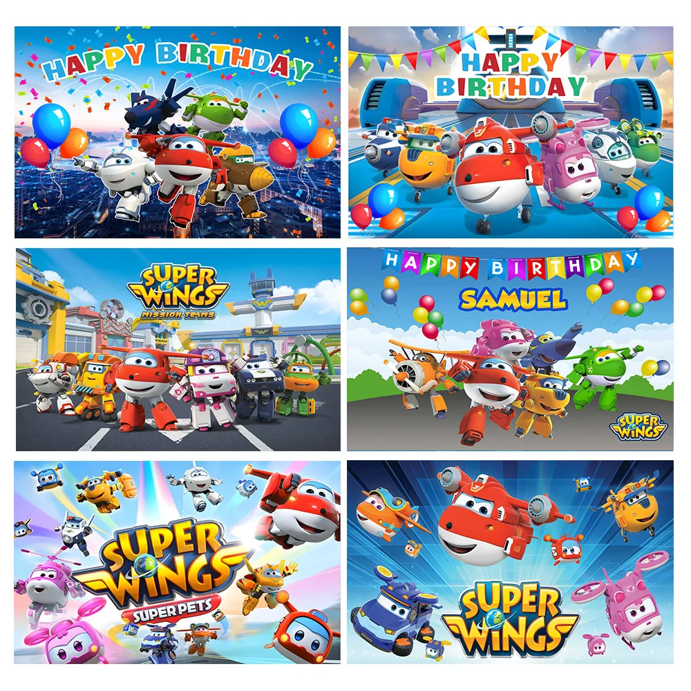 Woncol Super Wings Photography Backgrounds Boys Birthday Party Photo Backdrops Decor Banners Photo Booth Props