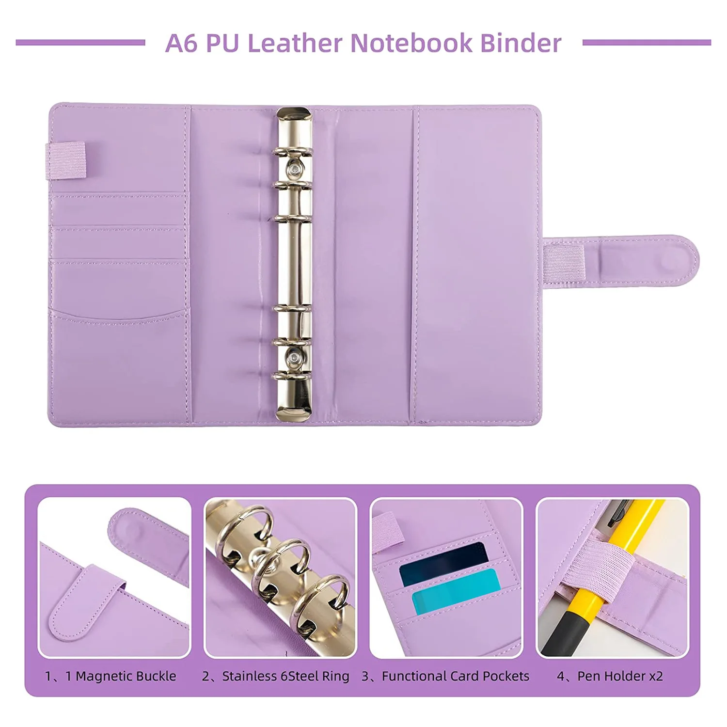 Cash Envelopes for Budgeting,A6 Budget Binder,Binder Pockets,Expense Budget Sheets,Money Folder Wallet Organiser(Purple)