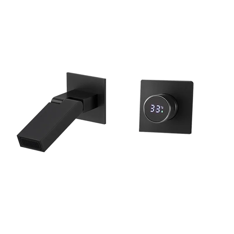 

Digital display bathroom faucet wall mounted waterfall basin faucet washbasin hot and cold faucet