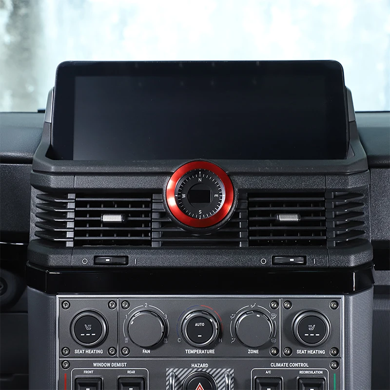 For INEOS Grenadier 2020-2024 Aluminum Alloy Red Car Center Console Compass Decorative Ring Car Interior Accessories