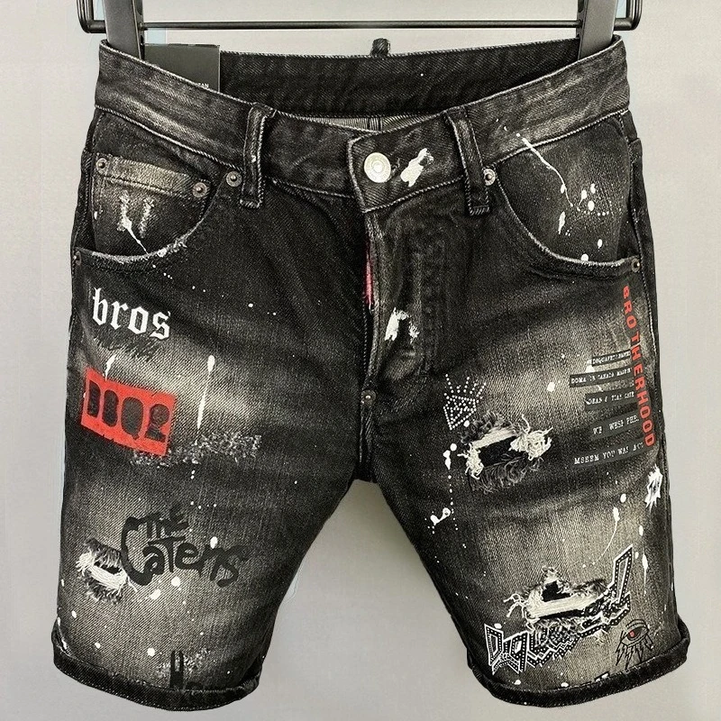 

2025 Summer New Mens Stretch Skinny Jeans Luxury Brand Blue Denim Trousers High-quality Street Slim Fit Denim Shorts Men Jeans