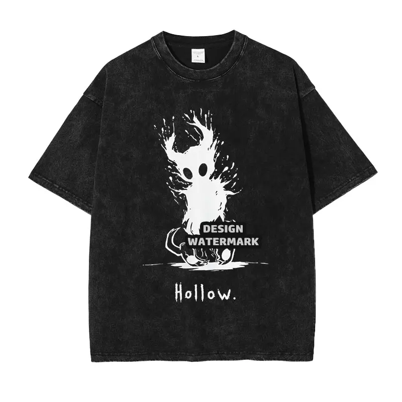 

Bandai аниме H-Hollow Knight футболки большого размера винтажная потертая футболка THK манга PV Moss топы для мам футболки 100% мужской хлопок