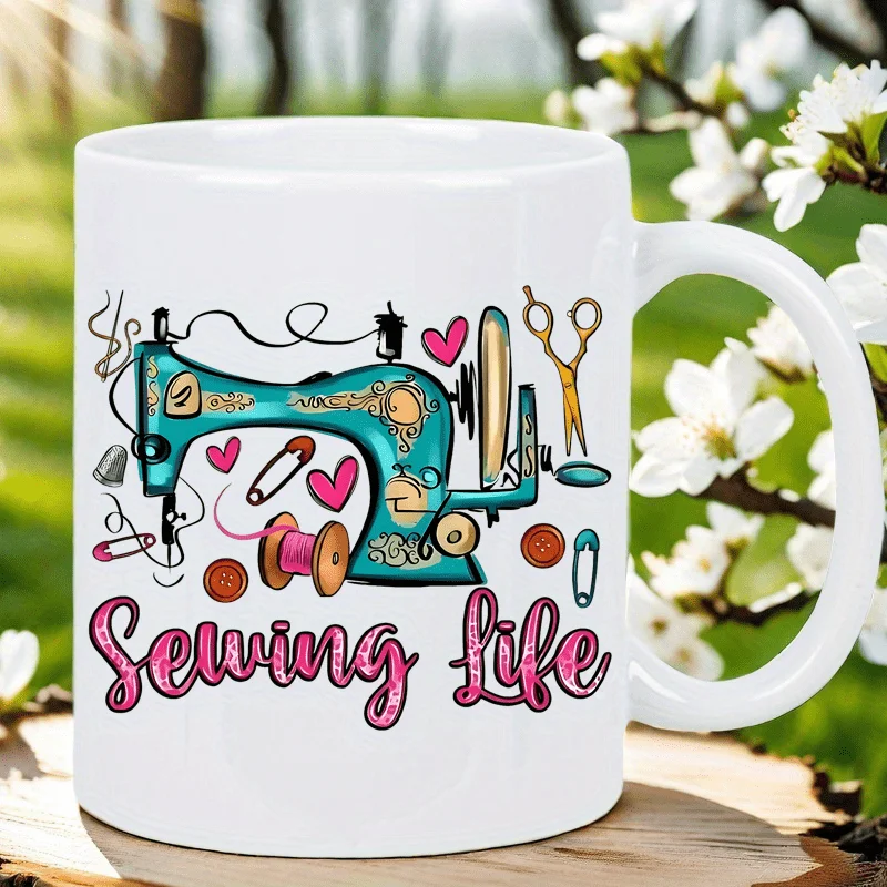 Sewing Machine Ceramic Coffee Mug-Durable, Reusable, and Dishwasher Safe Gift for Men Women - Ideal for Hot and Cold Beverages