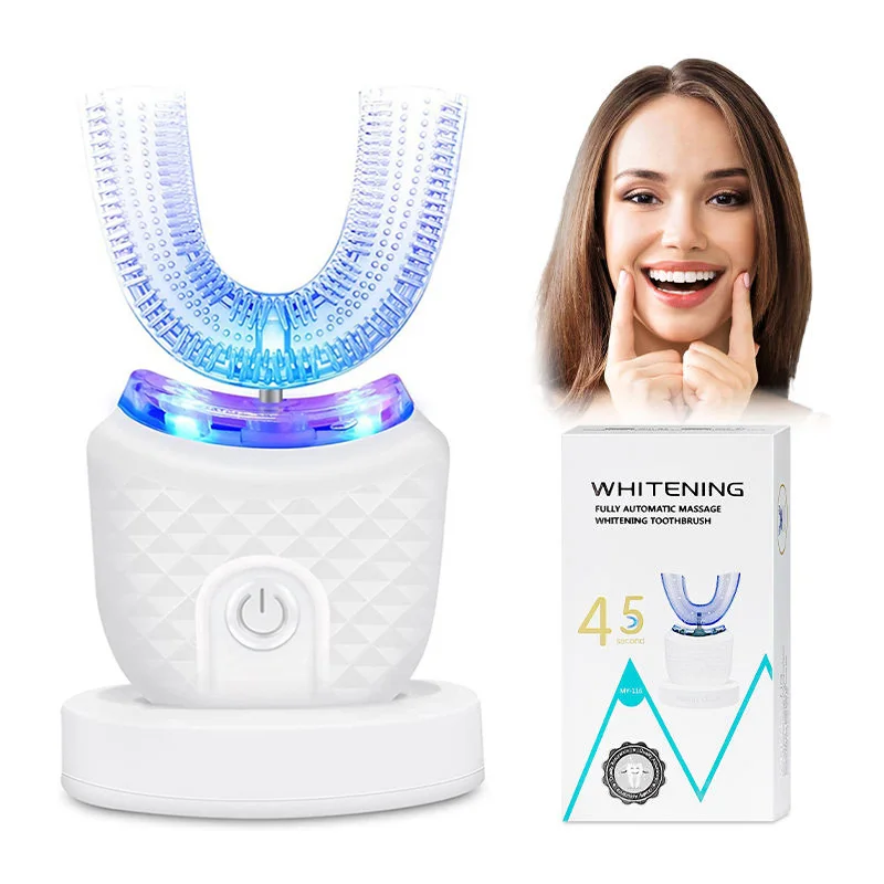 360-degree fully enveloping adult electric toothbrush with 4 modes, wireless charging, built-in tongue cleaner, deep cleaning to remove tartar