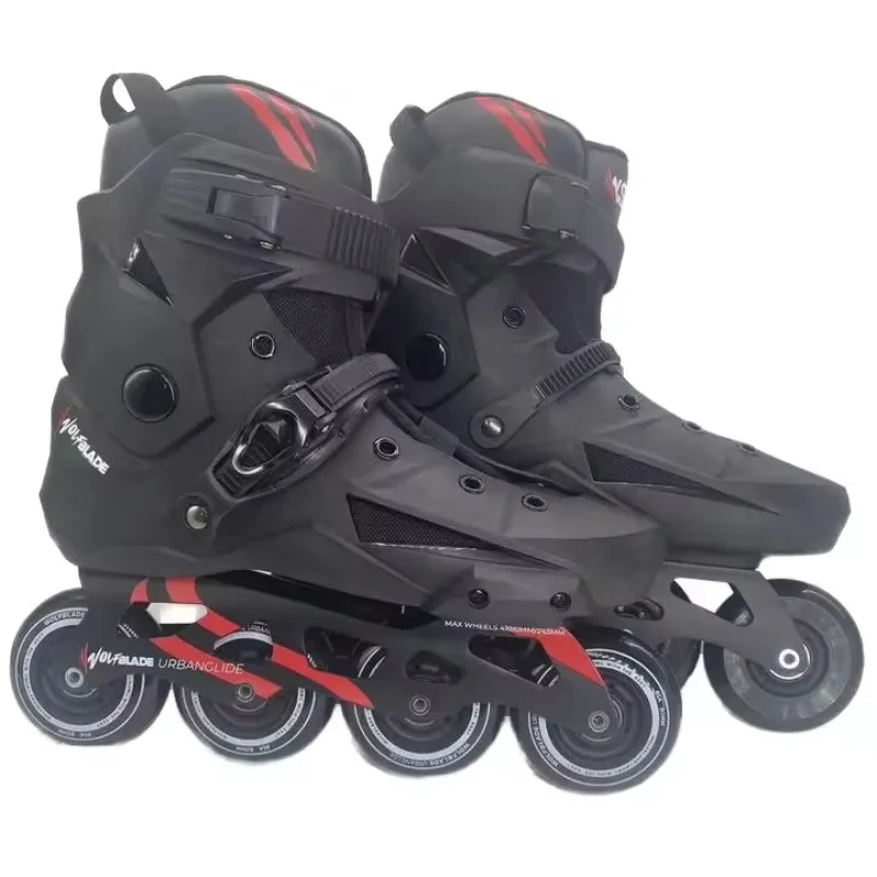 Inline Skates for Adults, Outdoor Street Roller Skates Shoes, Black Design with Comfort Fit, Durable Wheels for Smooth Gliding