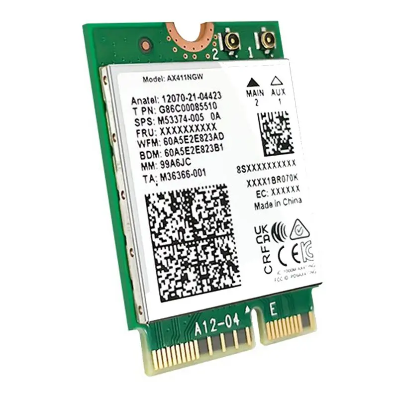 A46U For AX411 WiFi Card+Antenna WiFi 6E CNVio2 BT 5.3 Tri-Band 5374Mbps Network Adapter for Laptop/PC Win10/11-64Bit