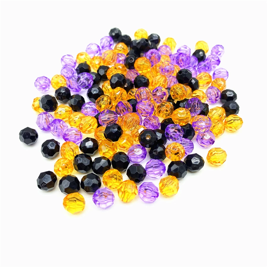 6/8/10mm Halloween Colored Faceted Acrylic Beads for Necklaces Bracelets Earrings Pendants DIY Jewelry Making