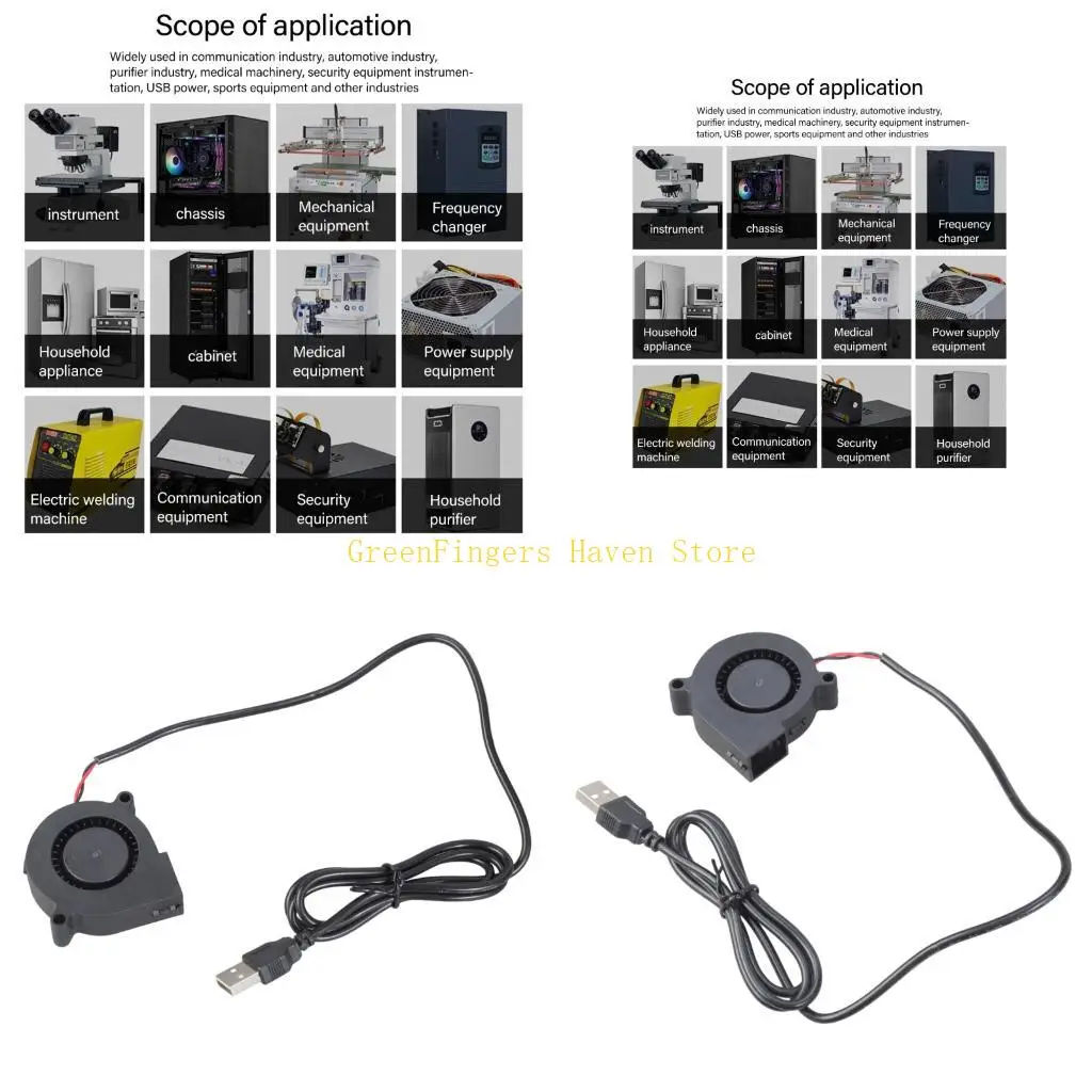 F68D Low Noise DC5V USB Blower Fan For PC 3D Printer Cooling Replace Compact 50x50x15mm Design High Airflows USB Connectors