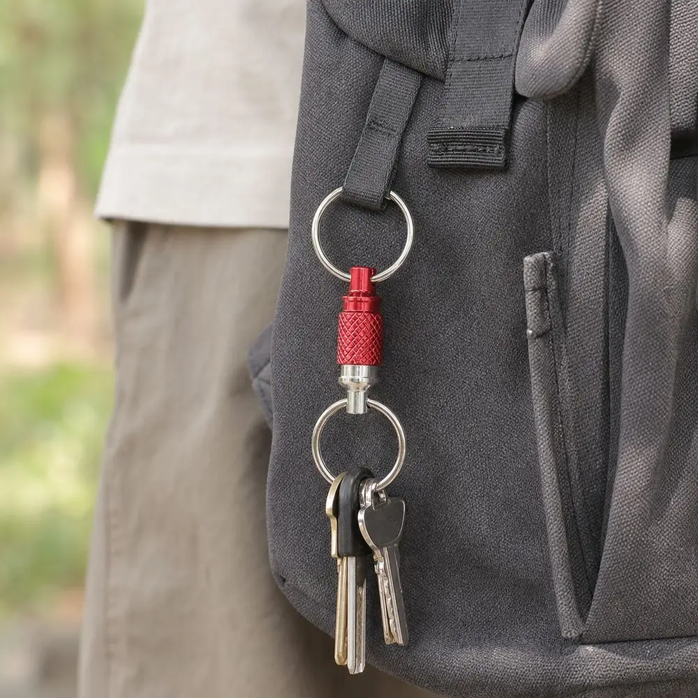 Double Headed Quick Release Keychain Aluminum Alloy Retractable Detachable Keychain Mini Quick Pull Design