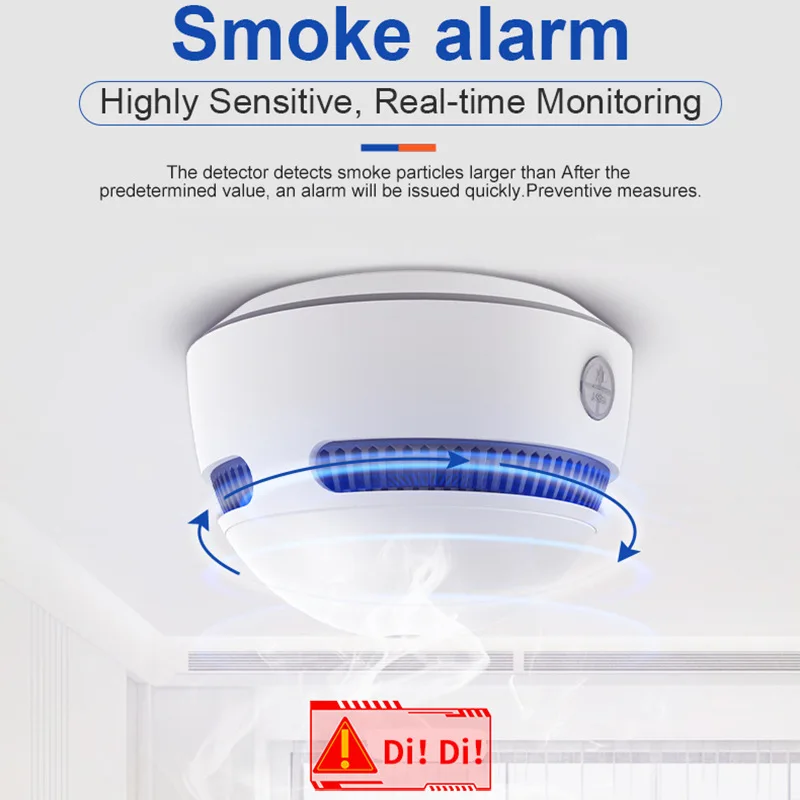 WIFI Smoke Alarm 360 ° Photoelectric Smoke Sensor Tuya Household Smoke Detector Remote Control Fact Monitoring Safety Protection