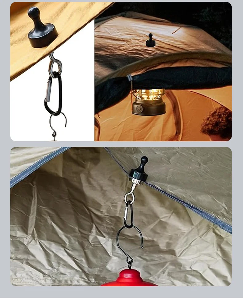 Multipurpose Strong Magnetic Hooks Outdoors Tent Camping Light Hook with D Type Mountaineering Buckle Bearing Hanger gallery 5