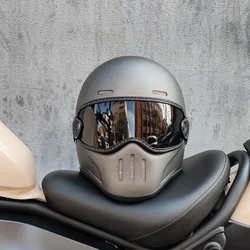 Retro Full Face Motorcycle Helmet Men Women Cascos Para Moto Vintage Cafe Racer Scooter Racing Motocross Helmet Fiberglass Shell