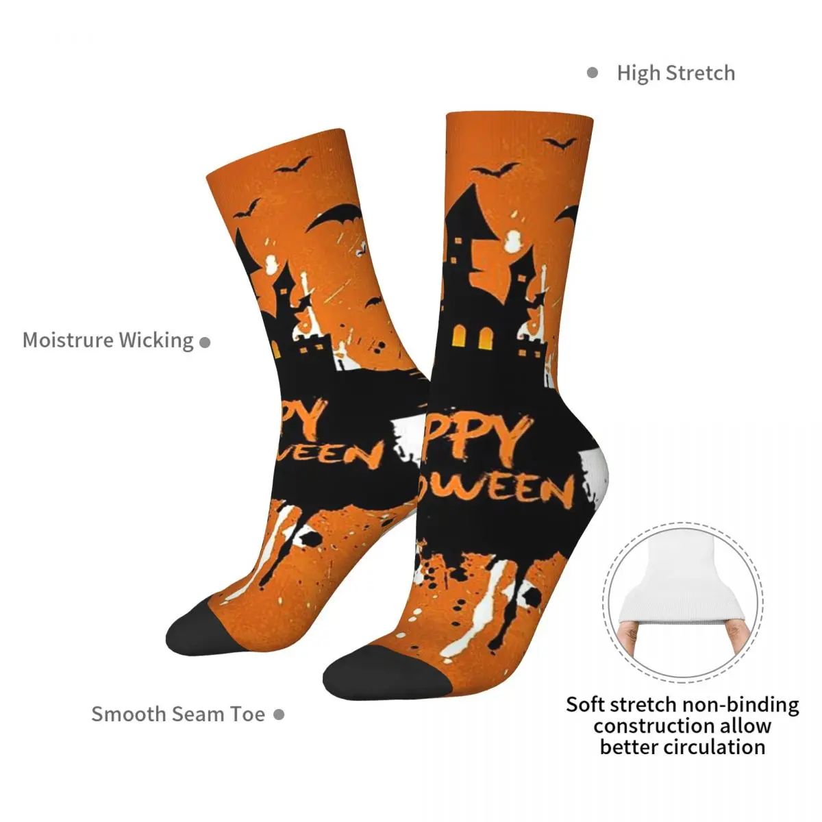 Ghost Pumpkin Halloween Socks Harajuku Super Soft Stockings All Season Long Socks Accessories for Man's Woman's Birthday Present