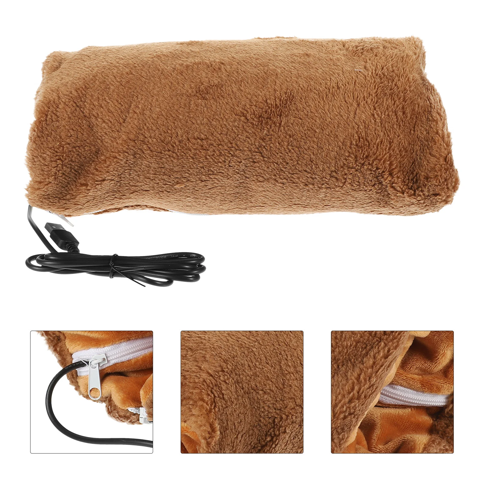 Rechargeable Hand Warmers USB Plug-in Electric Flannel Heating Pad Hot Portable Charging Brown for Winter Man