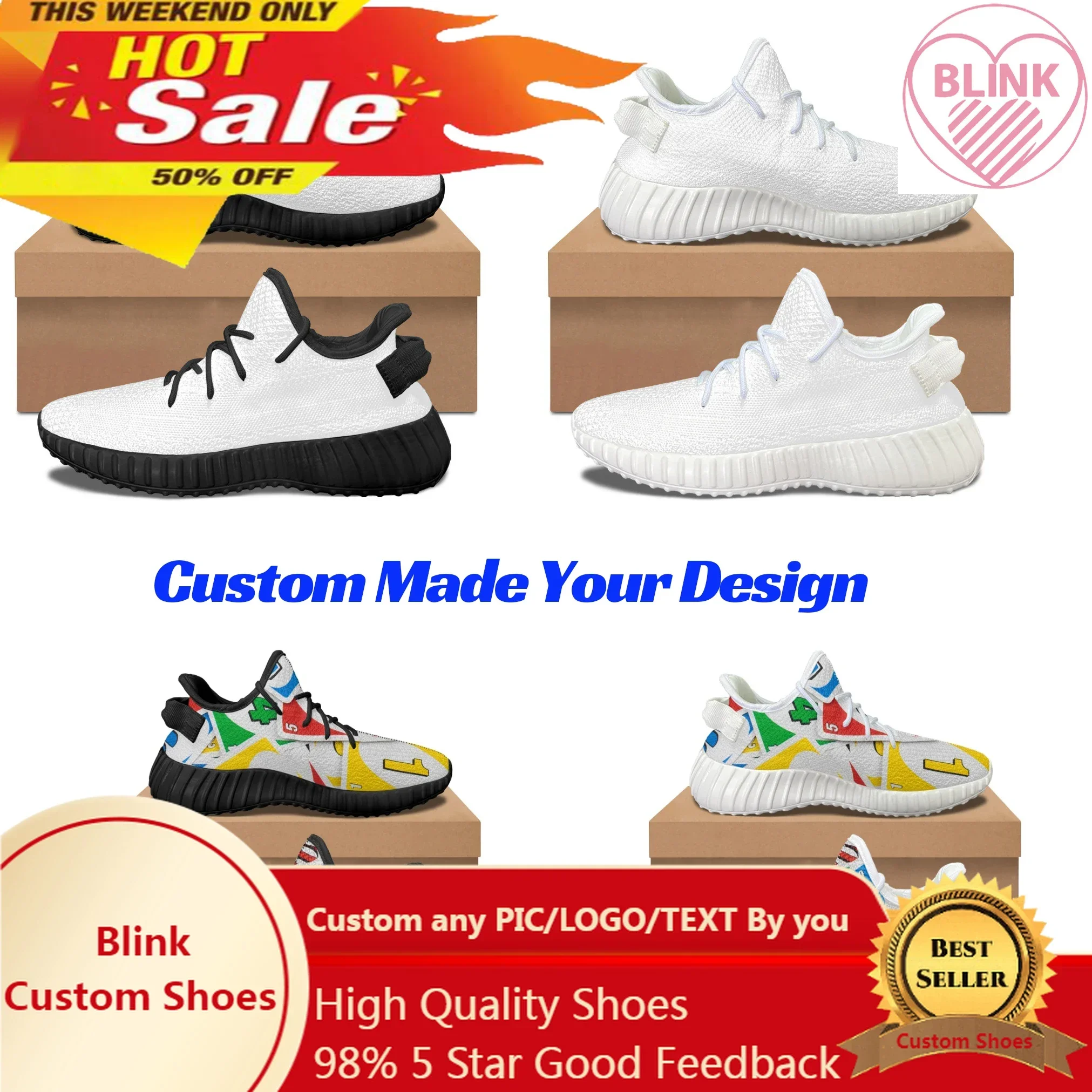 

Custom Made Subliminal Print Casual Sports Breathable Men Women Knitted Shoes Sneakers WK6