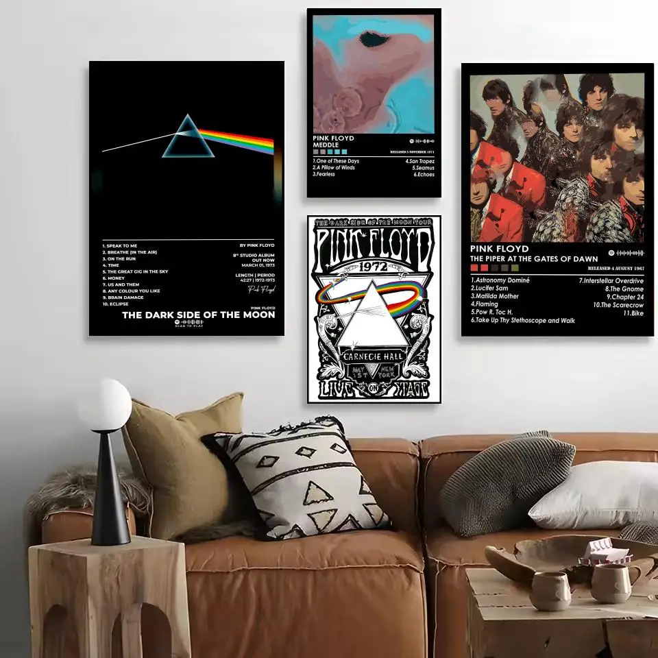 Pop Rock Band Album HD Linen Canvas Poster Wall Art Prints for Living Room Bedroom Office Home P_PinkS F_Floyd Decoration Gift