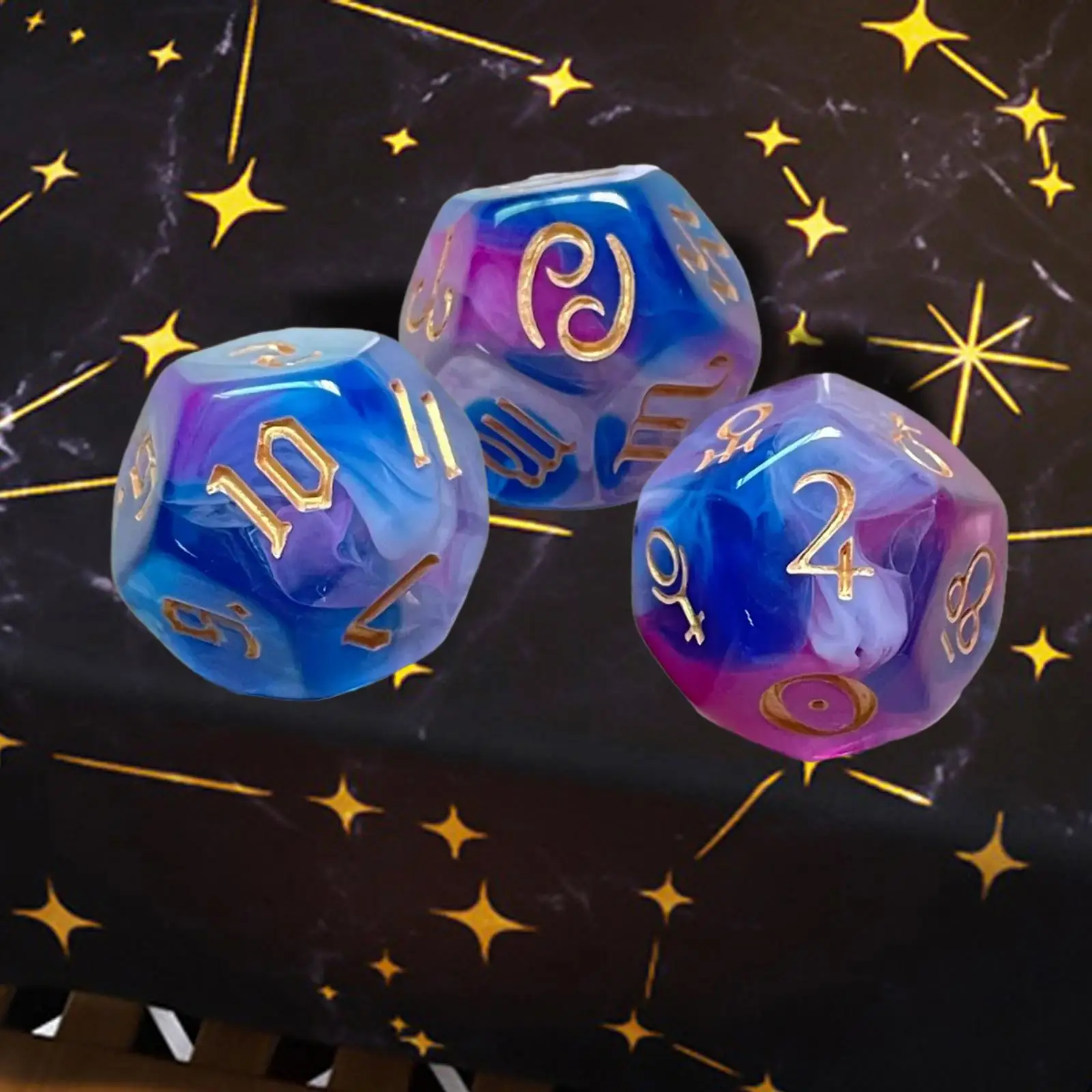 

3Pcs Astrology Toys Props 12 Sided Acrylic Polyhedral for Games