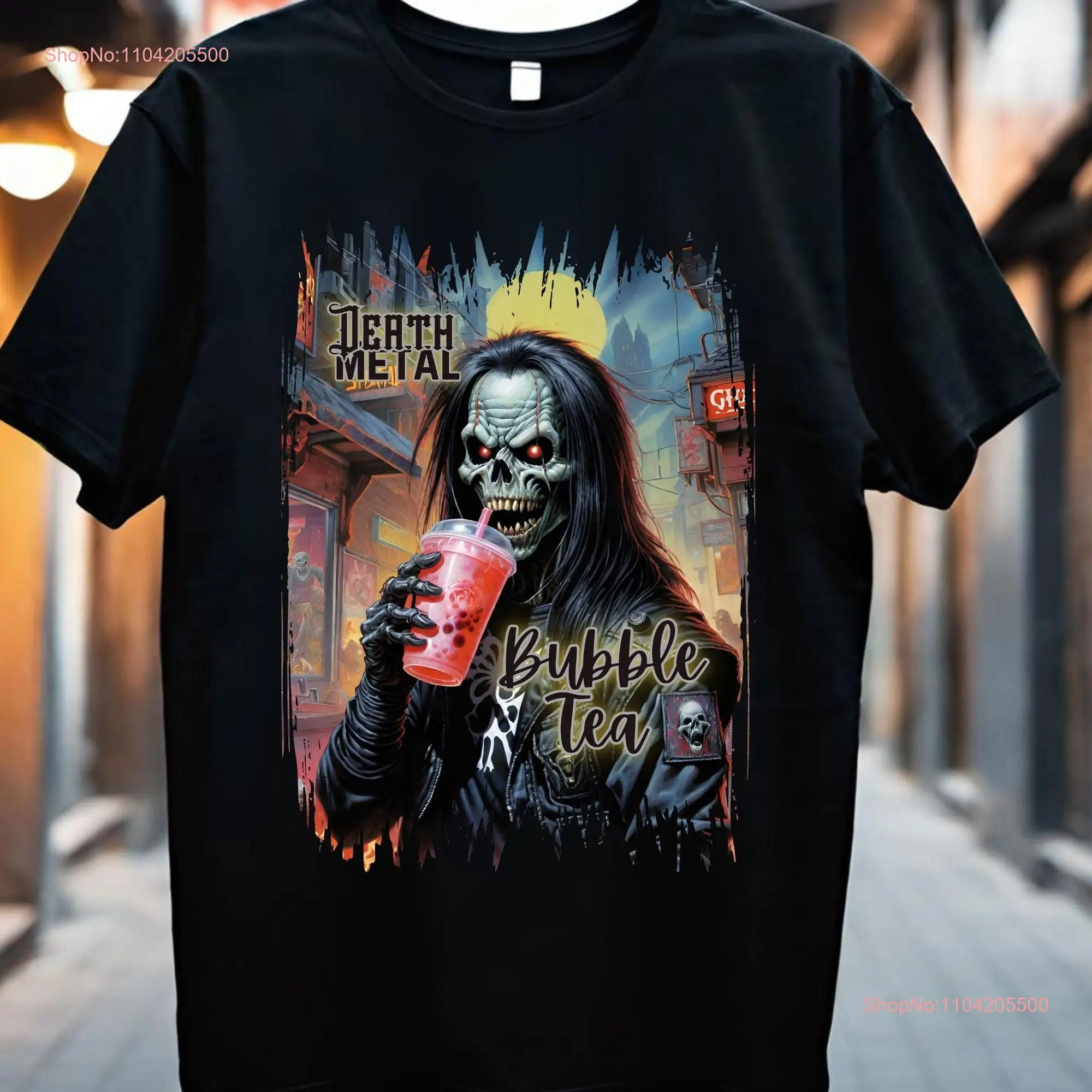 Bubble Tea Metalhead T Shirt Funny Heavy Metal Power Death Humor Y2K Gen Z V2 long or short sleeves