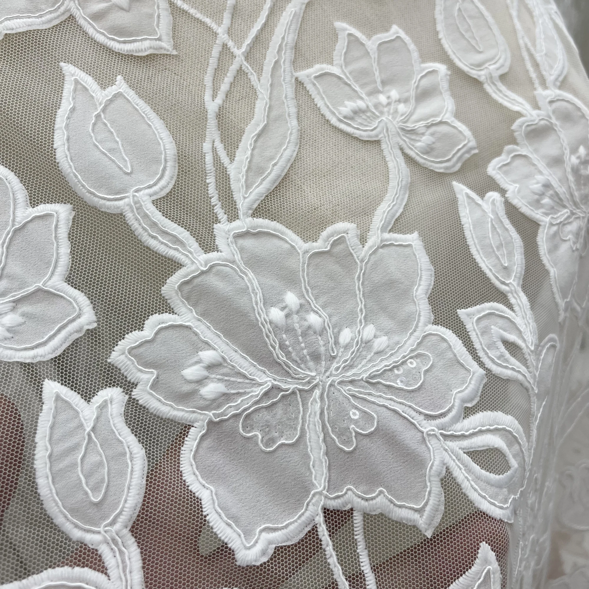 Premium Feeling Sequin Embroidery Suitable For Wedding Bridal Wear Private Customized Clothing Design