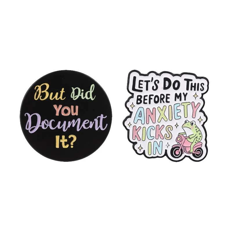 Épinglette en émail 'Let's Do This Before My Anxiety Kicks In' avec grenouille mignonne montée, citation encourageante pour adulte, broche, badge de sac et de revers, bijou