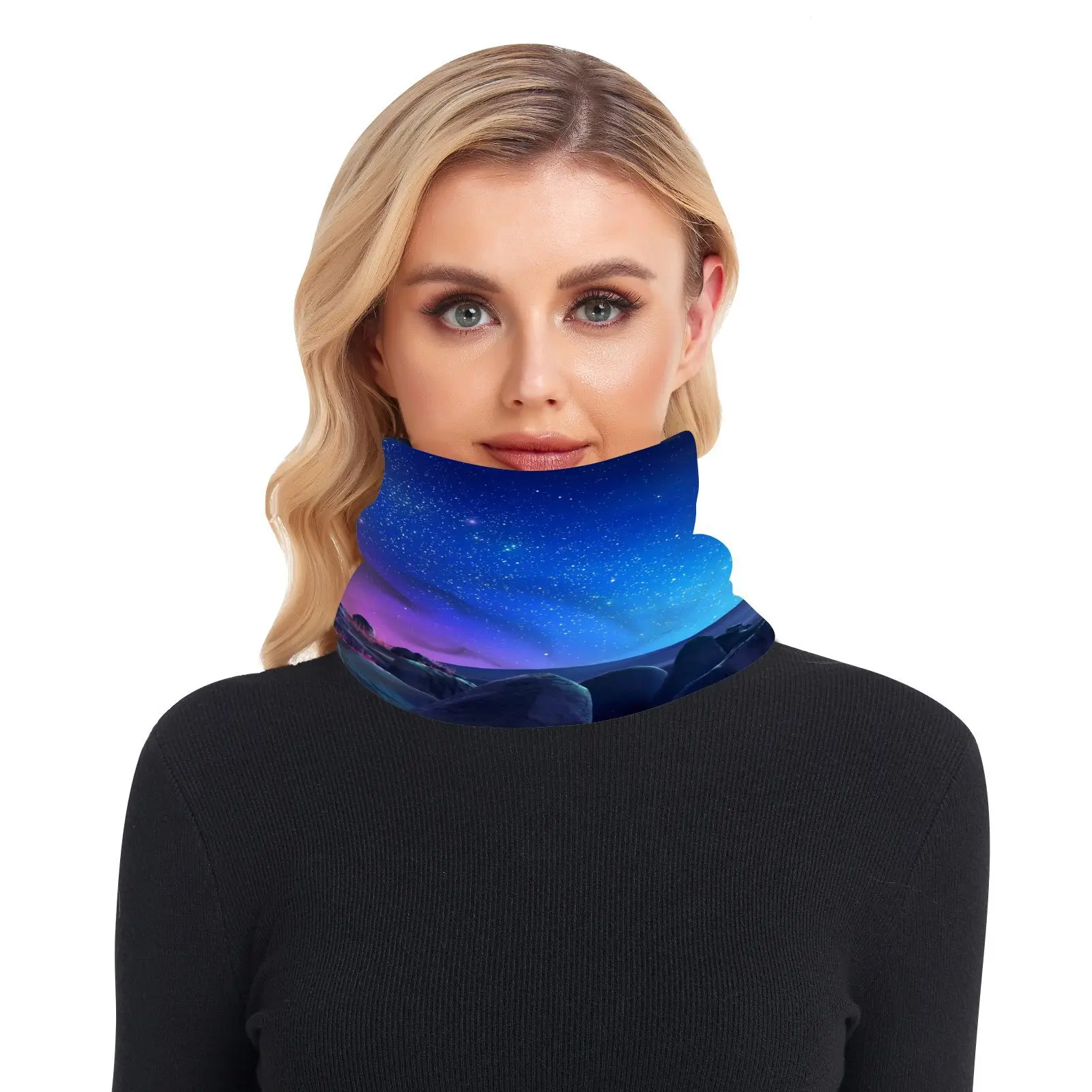 New Winter Scarf Knitted Ring Neck Wraps Starry sky design Women Bandana Warm Collar Unisex Men Face Scarves Infinite Cashmere