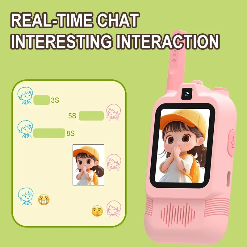 Walkie Talkie de vídeo para niños con pantalla HD de 2 ", cámara Dual, intercomunicador de llamada HD recargable con un solo clic para tecnología de dispositivos para niños