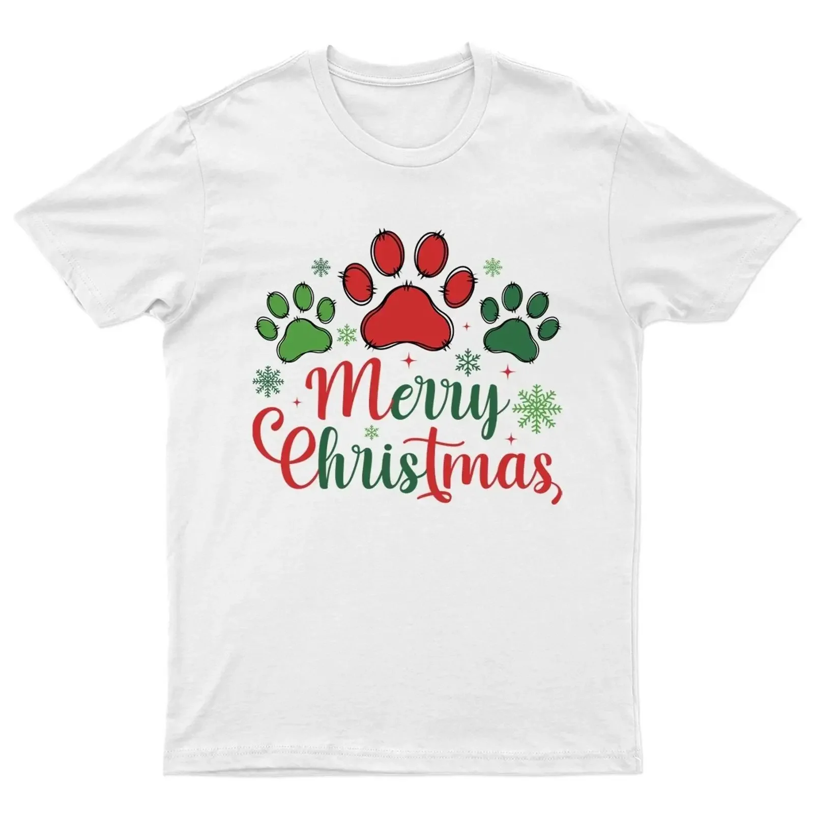 Frohe Weihnachten Pfoten T Shirt Geschenk Retro Lustig Damen Vintage vintage Washed Casual Comfortable graphic Versatile