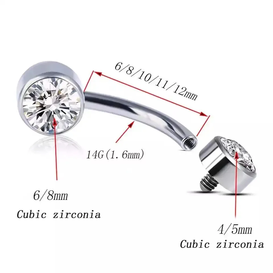 Women's G23 Titanium Round Zircon Belly Button Ring