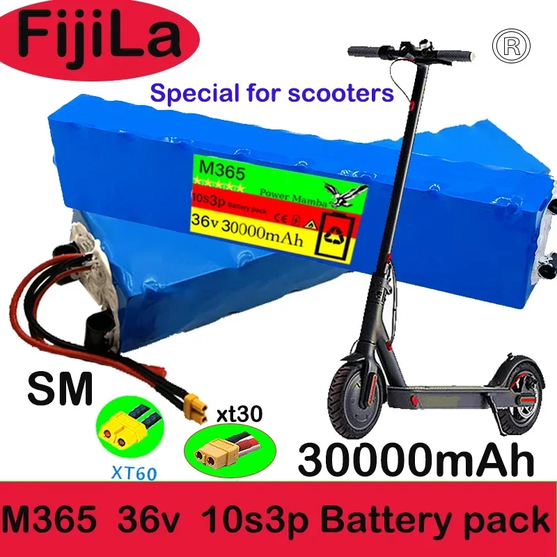 

100% Genuine 36V 30Ah Lithium Ion Battery Pack, Suitable for 10s3p M365 Battery Pack Electric Scooter BMS + Charger