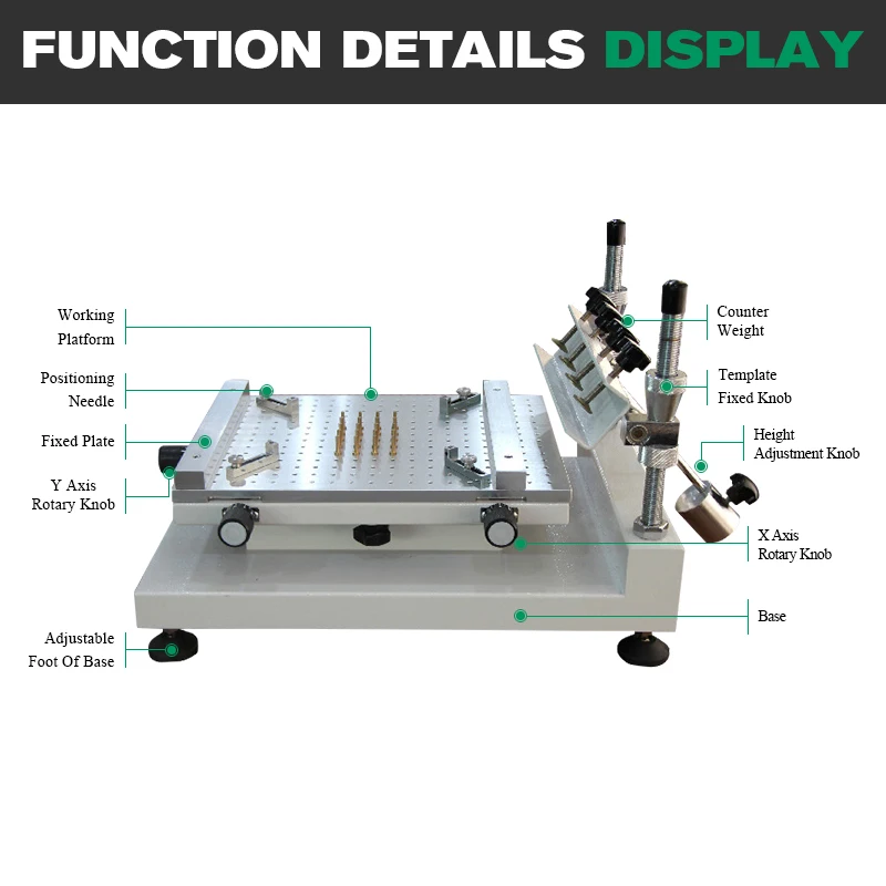 Mesa de serigrafía Manual de pasta de soldadura de alta precisión, ZB3040H, máquina de impresora de pasta de soldadura PCB para línea de producción