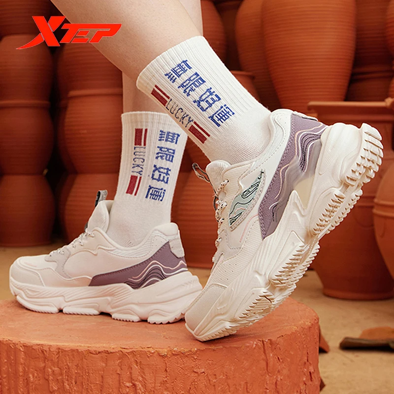 Xtep Chinoiserie Sports Shoes For Women Autumn Fashion Soft Thick Bottom Sneakers Stability Outdoor Running Shoes 878318320035