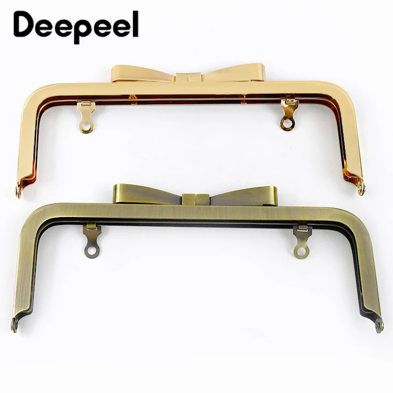 1/2/5Pcs Deepeel 20cm Bownot Metal Bag Handle Purse Frame Square Smooth Kiss Clasp Screw Mouth Gold Bracket Bags Accessories