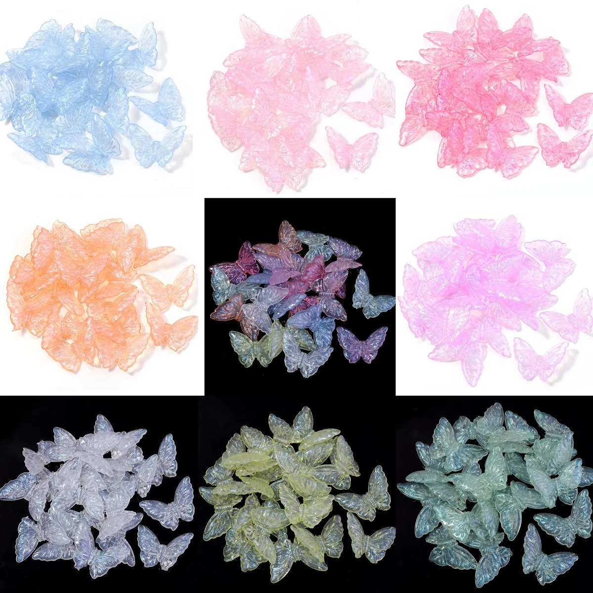 

20Pcs/Lot Acrylic Butterfly Beads Gradient Color Crafts Ornament Charms for DIY Gift Scrapbook Wedding Home Decoration Supplies