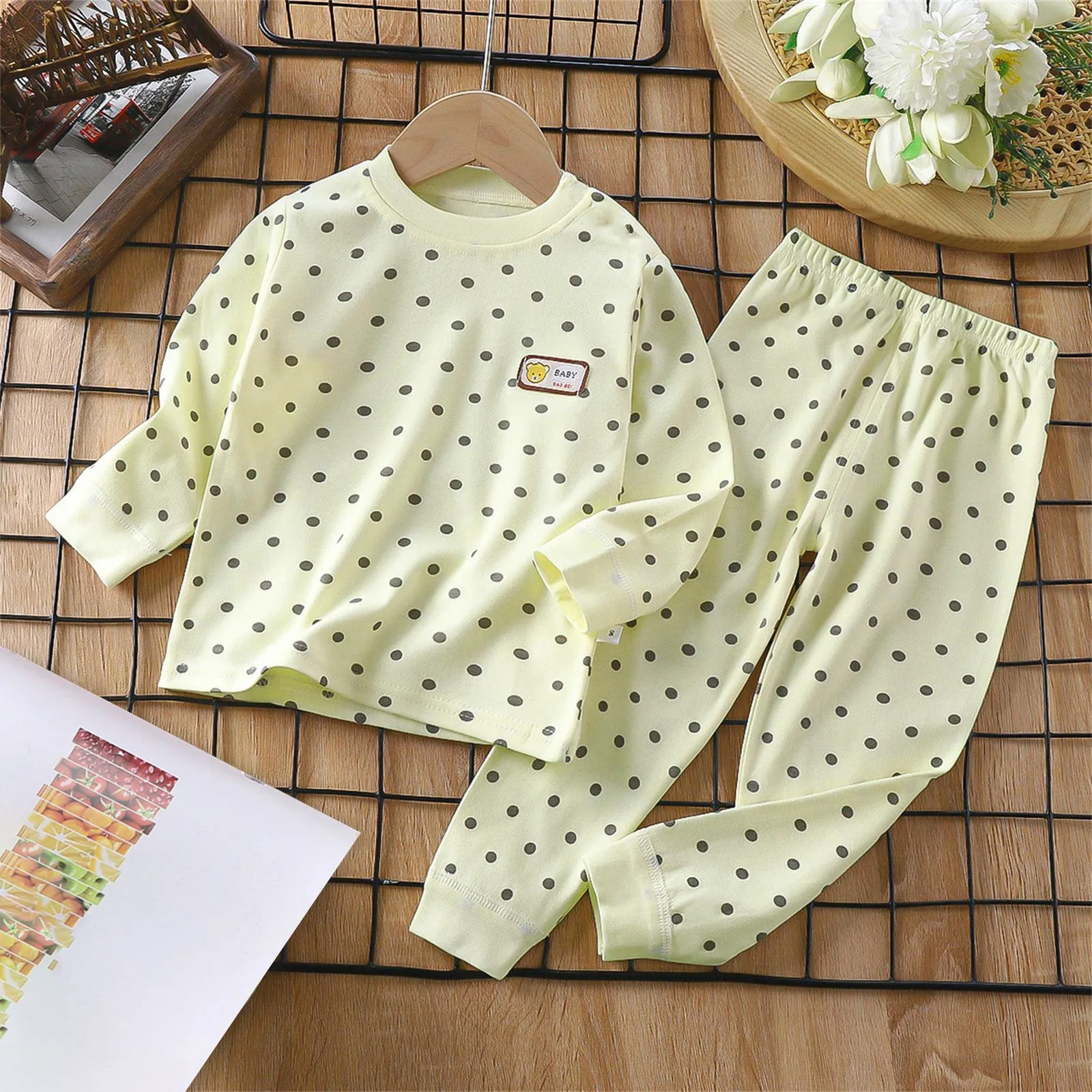 

Boys Girls Pajama Sets Cartoon Print Long Sleeve Cute T-Shirt Tops with Pants Toddler Baby Spring Autumn Sleeping Clothes