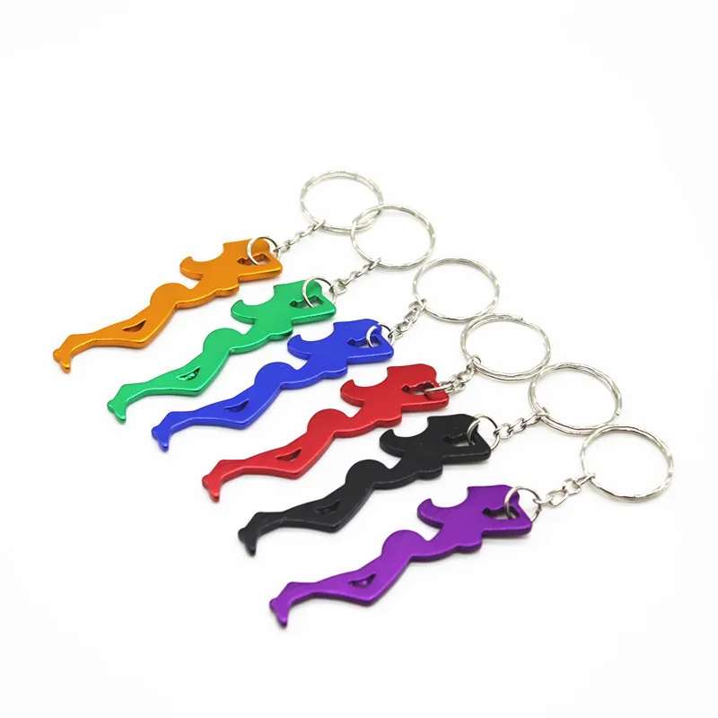 500pcs Multi Function Sexy Girl Shaped 2 in 1 Aluminum Alloy Beer Bottle Opener Key Chain Ornaments