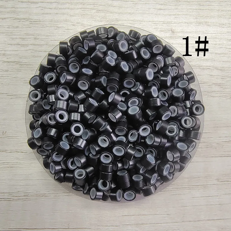 100pcs Hair Extension Micro Rings Links Beads, 5mm Silicone Lined Beads For Hair Extensions Tool