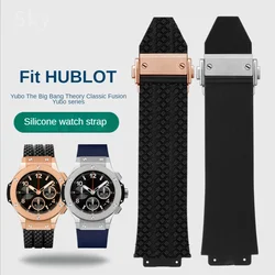 볼록 인터페이스 Hublot 빅뱅 퓨전 Yubo 고무 시계 밴드 액세서리 팔찌에 대 한 25*17mm 26*19mm 실리콘 스트랩