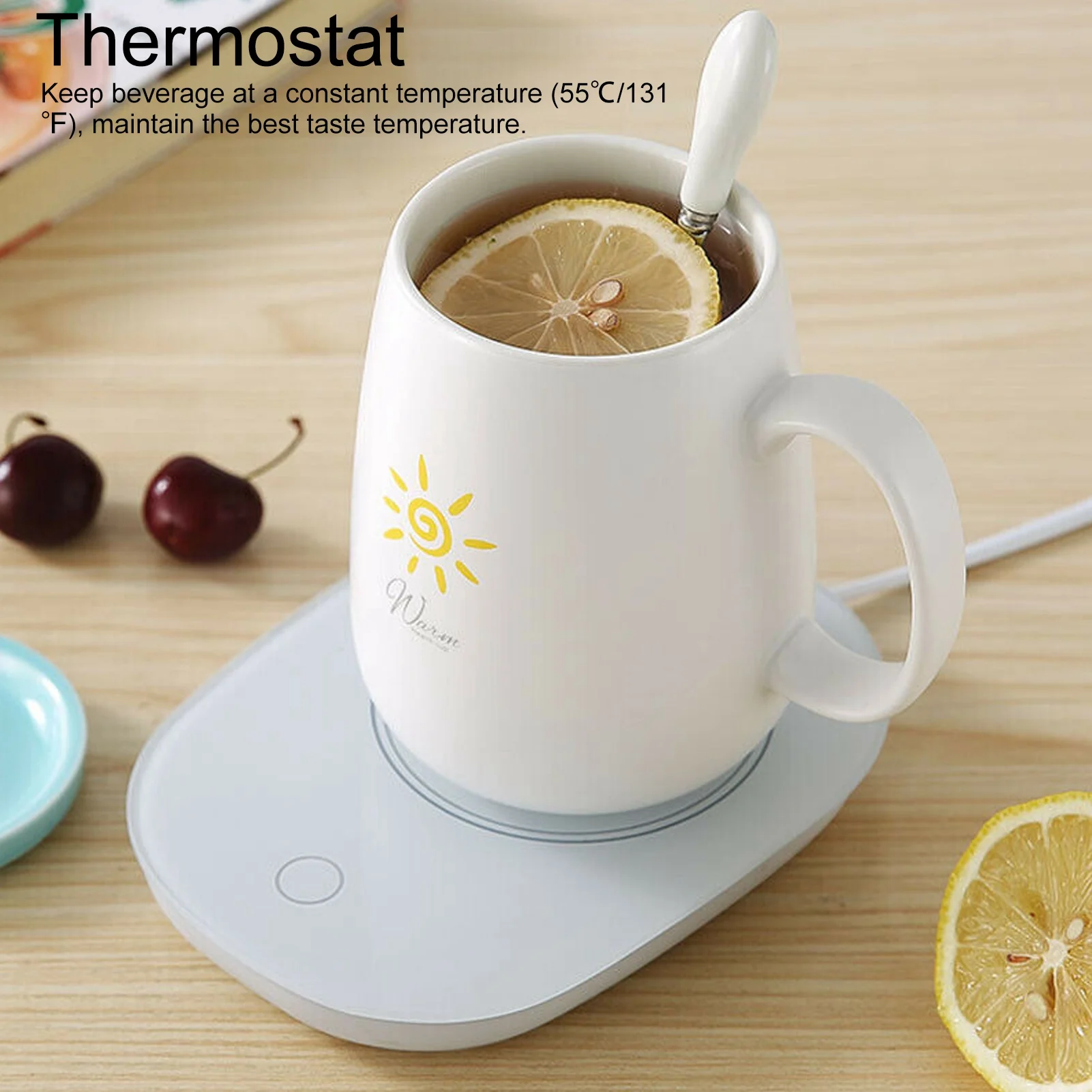 

Coffee Mug Heater Cup Heating Mat Cup Warmer Kit 55℃ Coffee Mug Heater Waterproof Heating Plate Mat for Milk Tea Water 220V