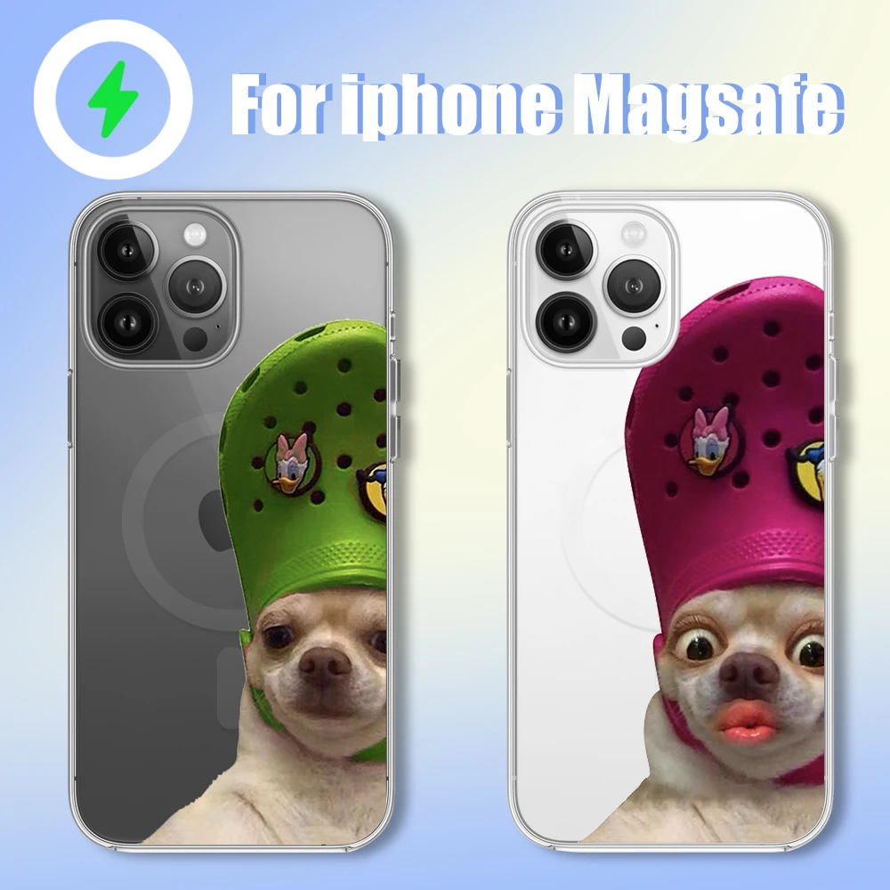 Funny Slipper Puppy Phone Case for iPhone 12 11 13 14 15 16 Max Pro Plus Magsafe Magnetic Wireless Cover