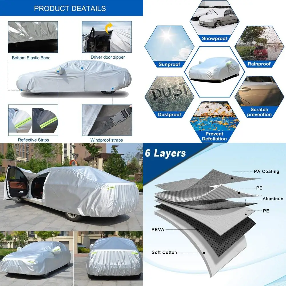 

Custom-Fit 6-Layer Grand Cherokee Car Cover, Waterproof & All-Weather Protection for 2005-2025 Models, with Zippered Door for Ea