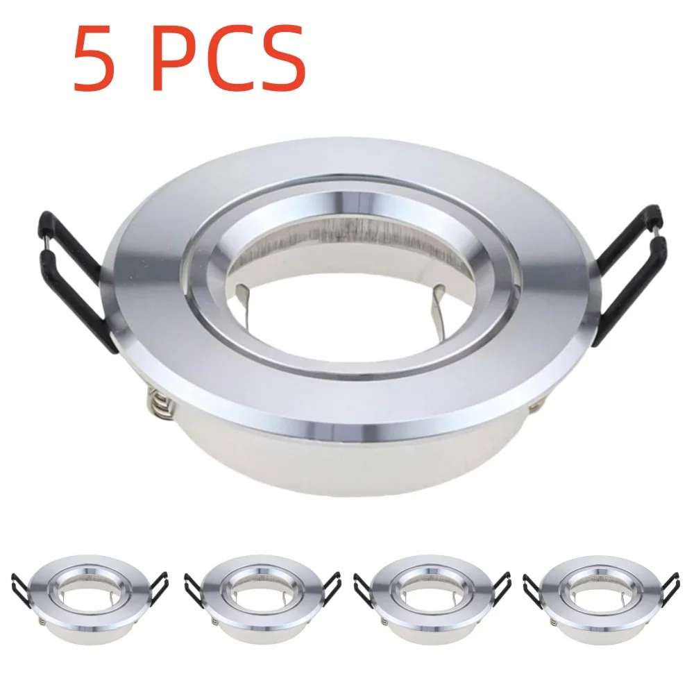 

2/5/10pcs Round Recessed LED Ceiling Spotlight Frame Chrome GU10 Fixture Holders Adjustable Spot Light MR16 Light Base Fitting