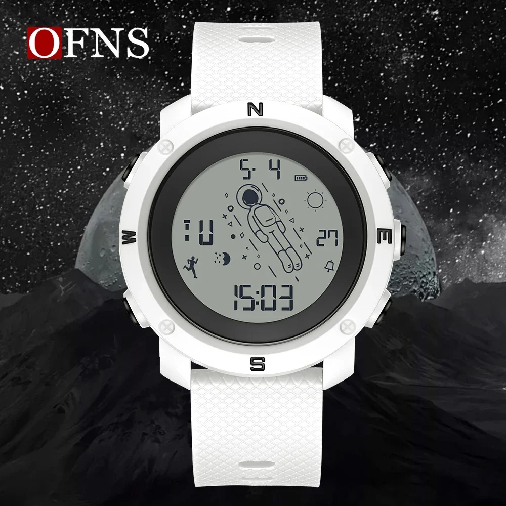 

OFNS Top Brand 2128 New TPU Watch Strap Waterproof Single Screen Digital Movement Luminous LED Display Men's Watch 2024