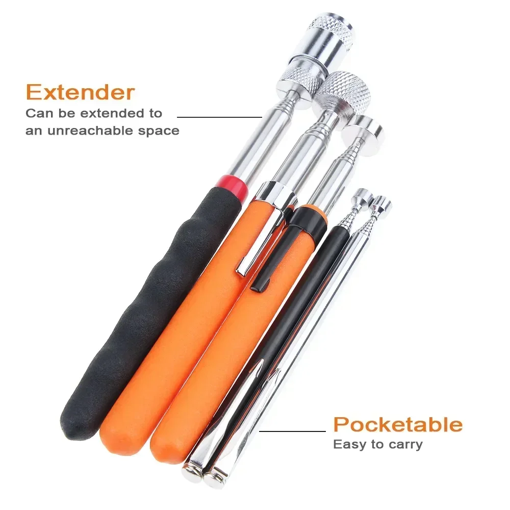 Telescopic Magnetic Pen Portable Stainless Steel Magnet Pick-up Tool Telescopic Pick-up Rod for Picking Up Nuts and Bolts