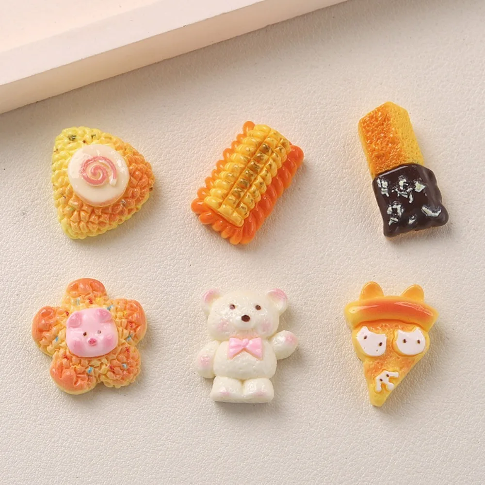 10pcs Kawaii Resin Flatback Mini Popcorn Bear Charms Cabochons Embellishments for DIY Ornament Crafts Scrapbook Home Decorations